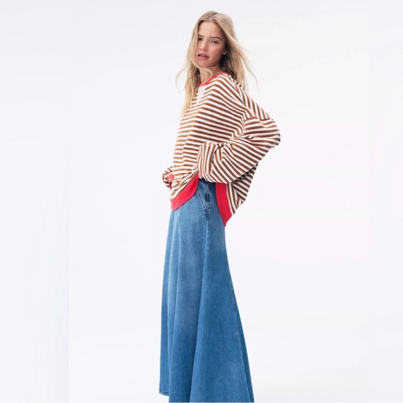 NWT Free People Classic Striped Oversized Crewneck - Picture 11 of 11